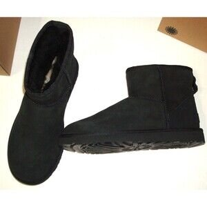 New $160 10 Black Womens NIB Ugg Boots Mini Classic II Black Warm Authentic Comf